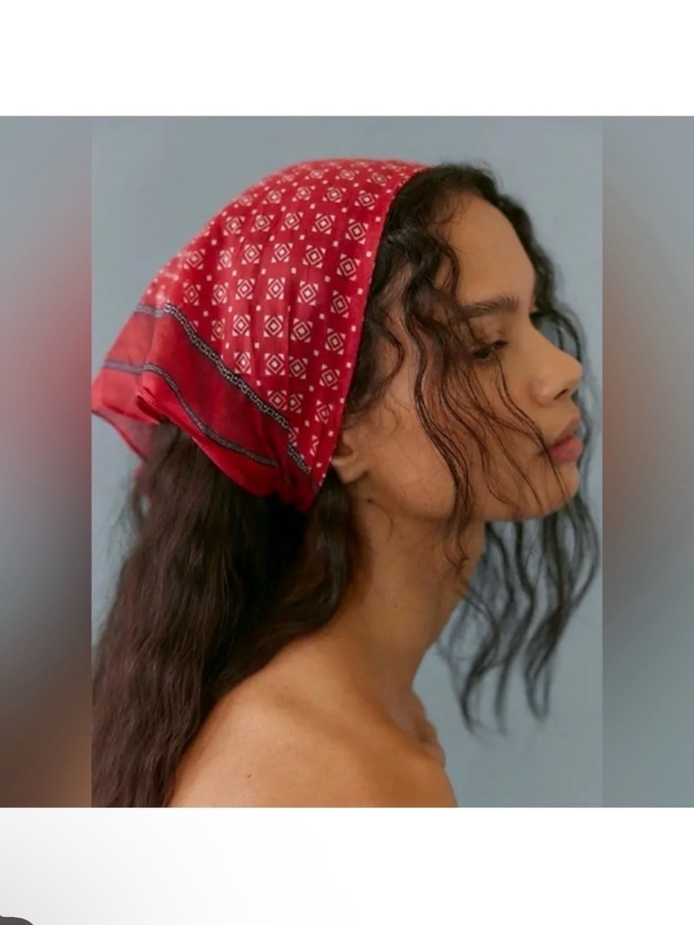 Free People Red Patterned Bandana Headscarf